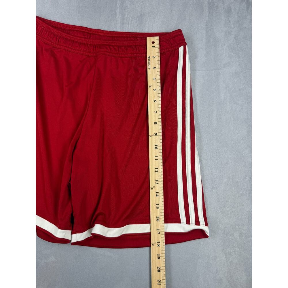Adidas Embroidered Climalite Men's Shorts L Red 3-Stripe Athletic Gym 7” Inseam - Picture 8 of 11